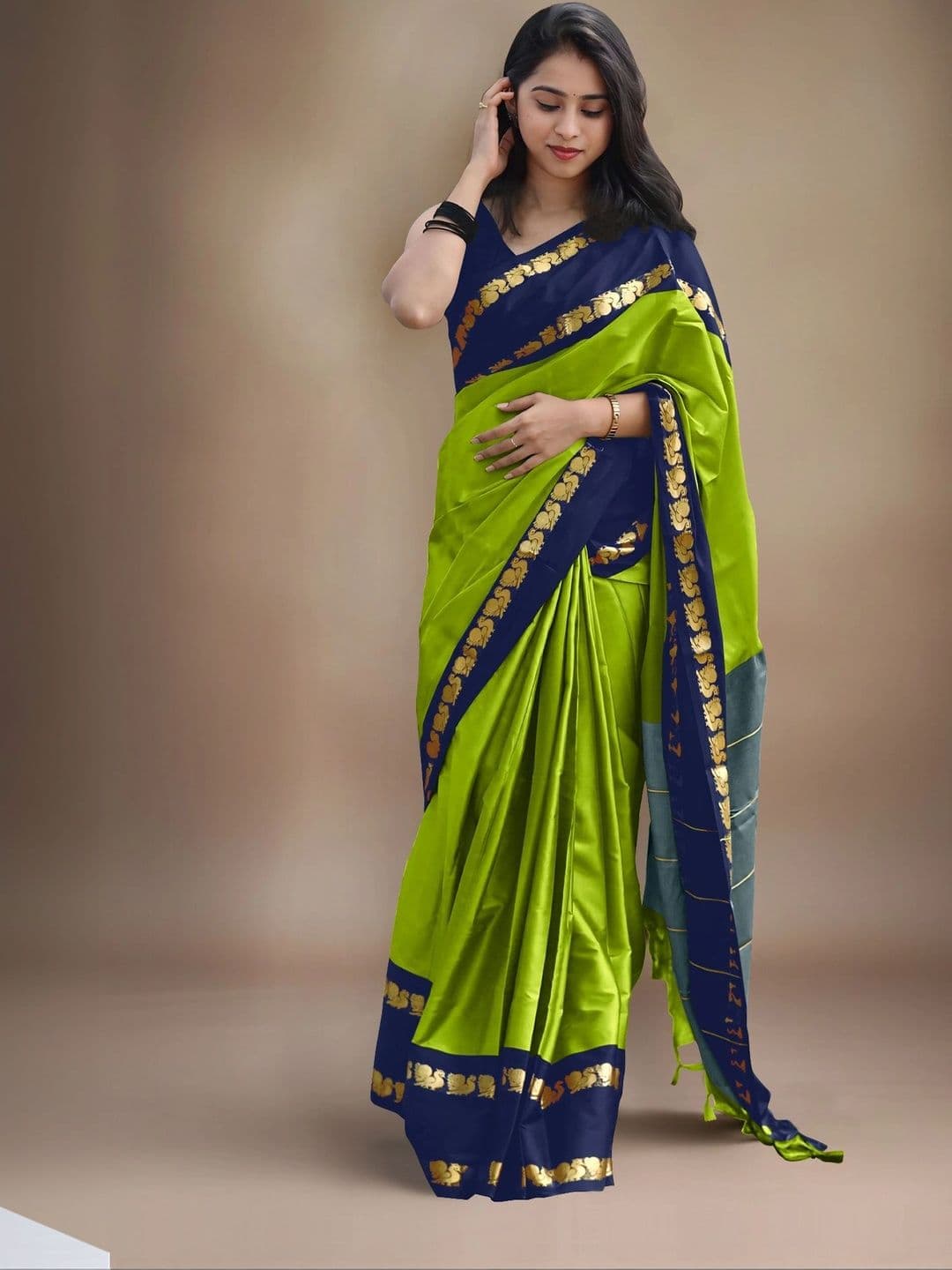 UMANTA Ethnic Motifs Zari Silk Cotton Designer Gadwal Saree - view 1