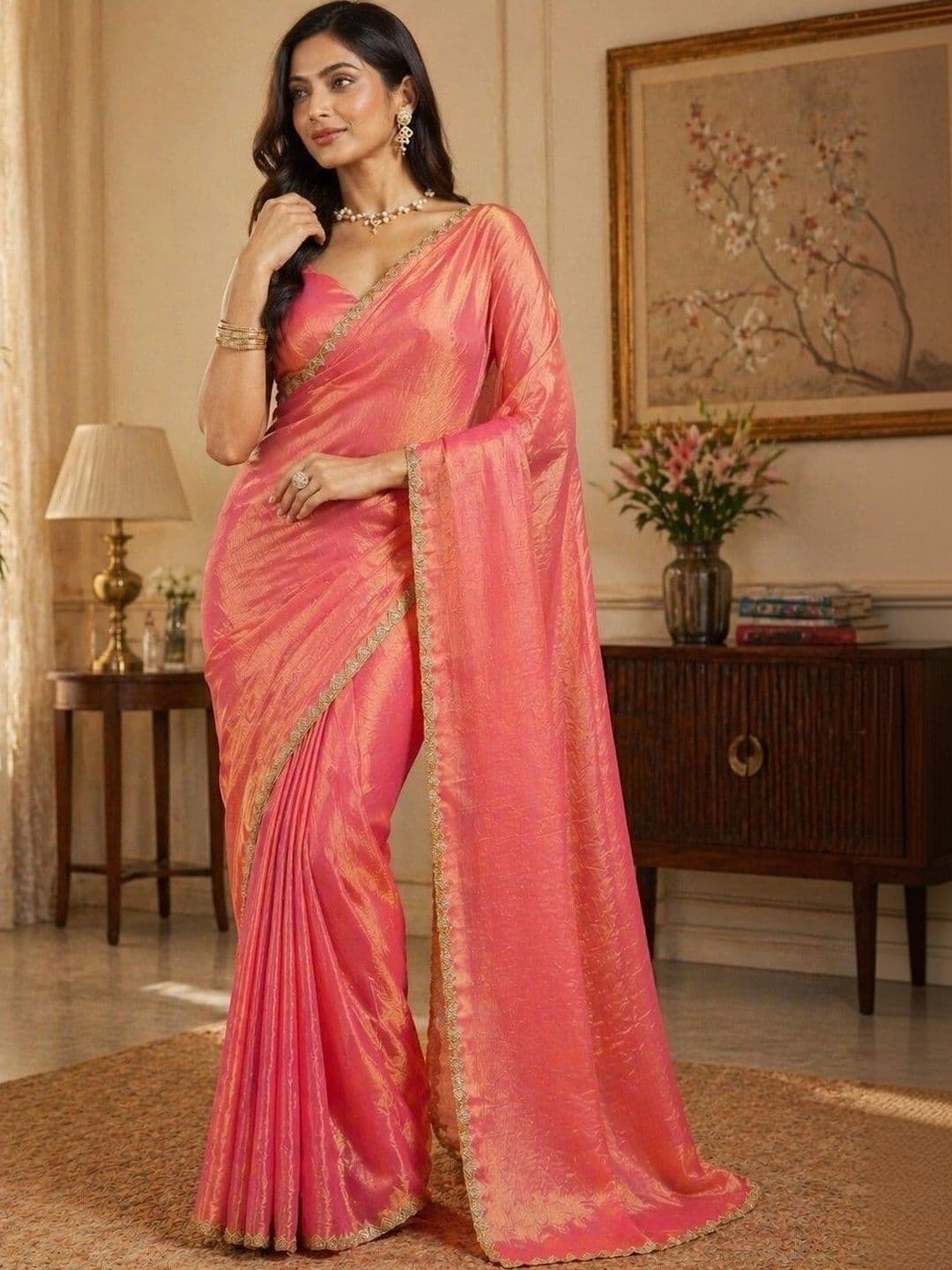 Moda Rapido Zari Satin Saree thumbnail 2