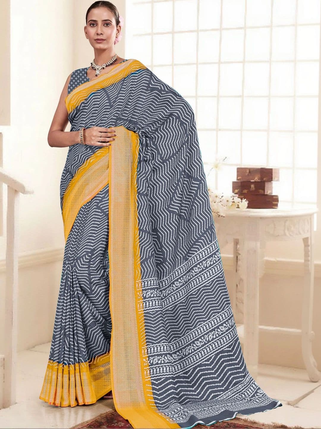 ELINA FASHION & HOME Silk Blend Designer Saree - view 1