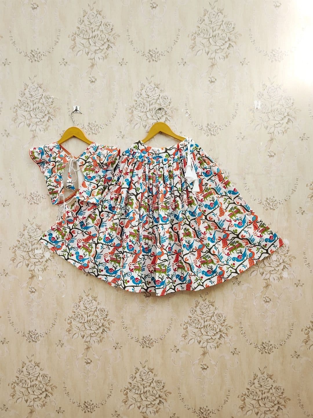 KALINI Girls Printed Kalamkari Ready to Wear Lehenga & thumbnail 2