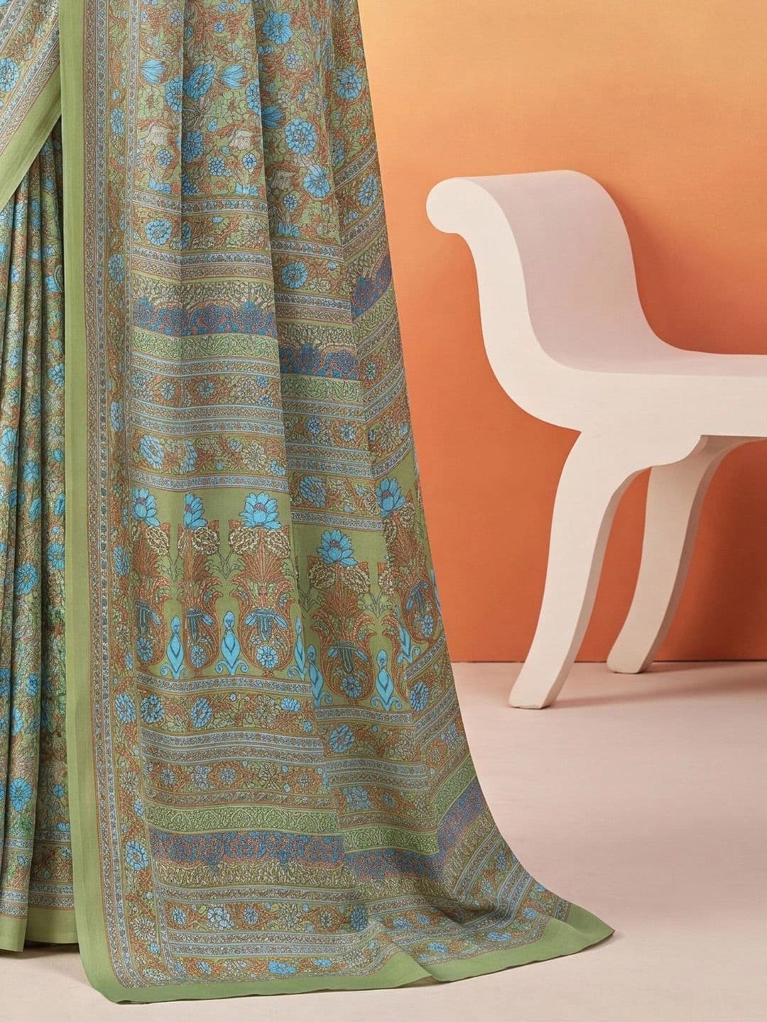 Anouk Paisley Poly Crepe Designer Saree thumbnail 6