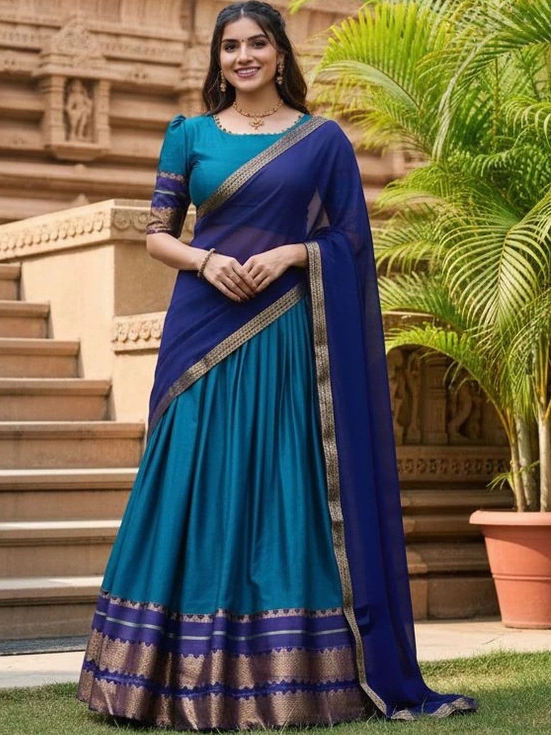 all about you Women Embroidered Unstitched Lehenga & Blouse With Dupatta thumbnail 3