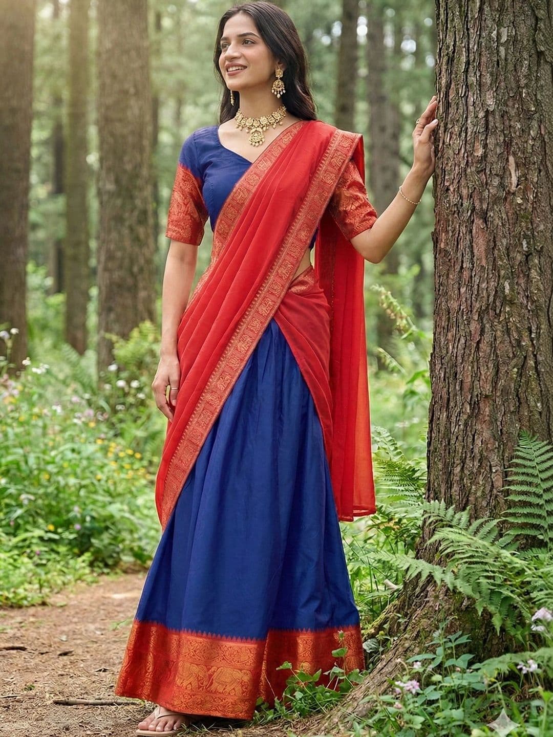 HERE&NOW Unstitched Lehenga & Blouse With Dupatta thumbnail 4
