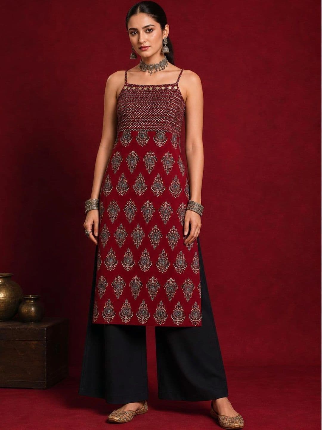 Ethnic Junction Women Printed Navratri Speical Backless kurta thumbnail 6