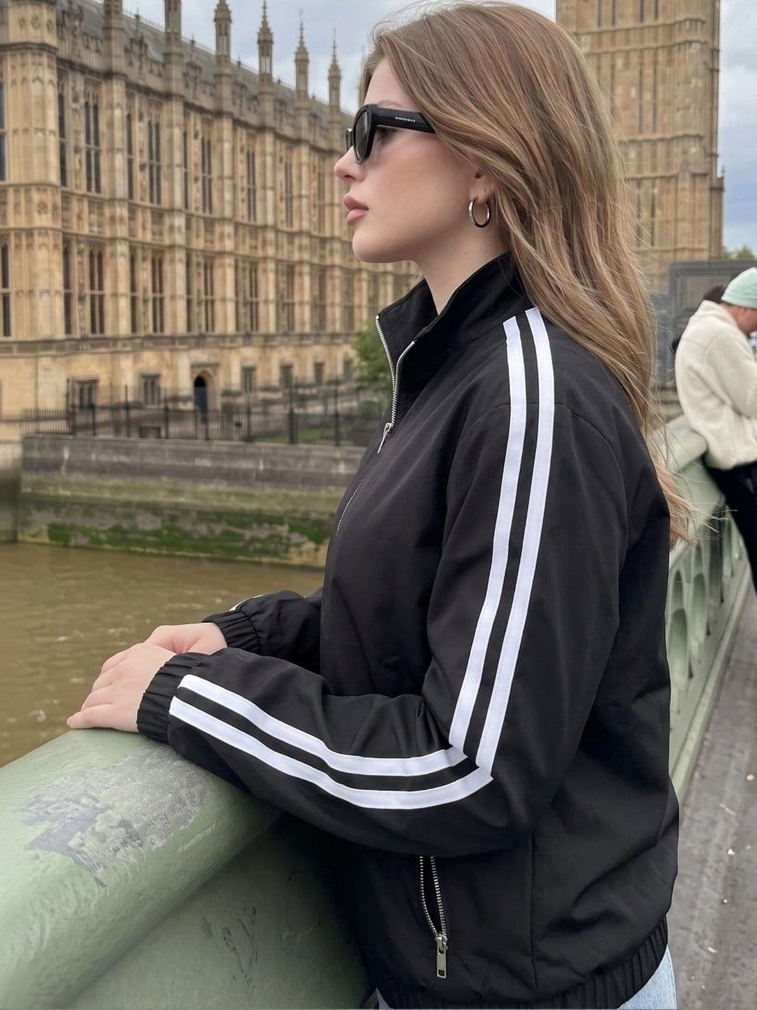 NeMe Couture Women Striped Lightweight Sporty Jacket thumbnail 3