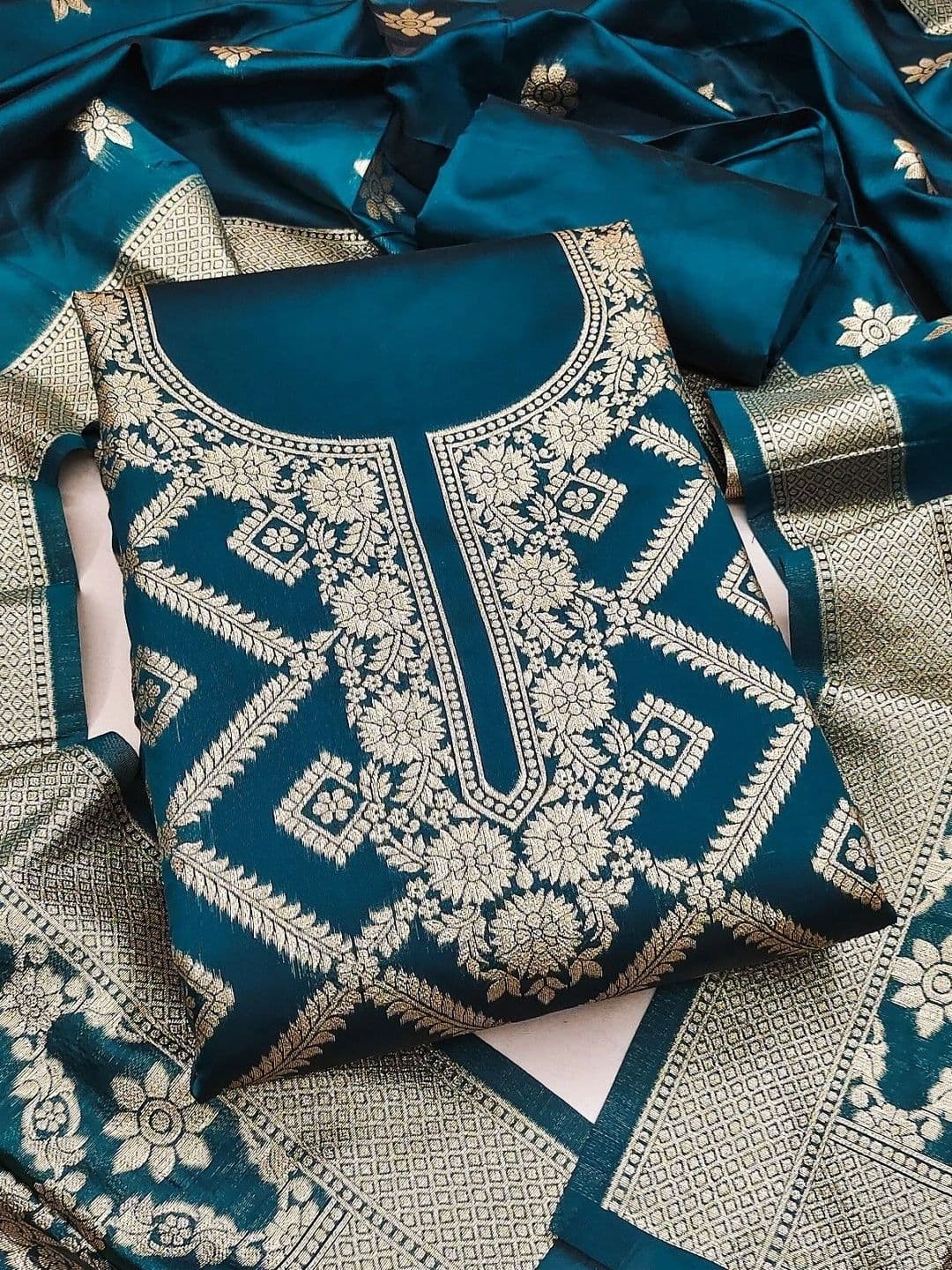 Dhaaga Ghar Art Silk Unstitched Dress Material thumbnail 2