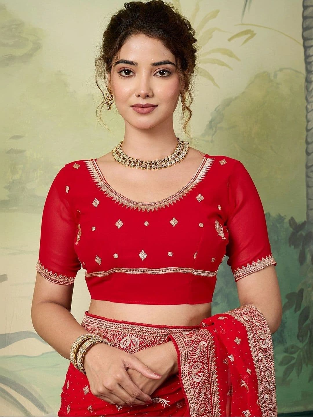 Leelavati Ethnic Motifs Embroidered Pure Chiffon Saree thumbnail 7