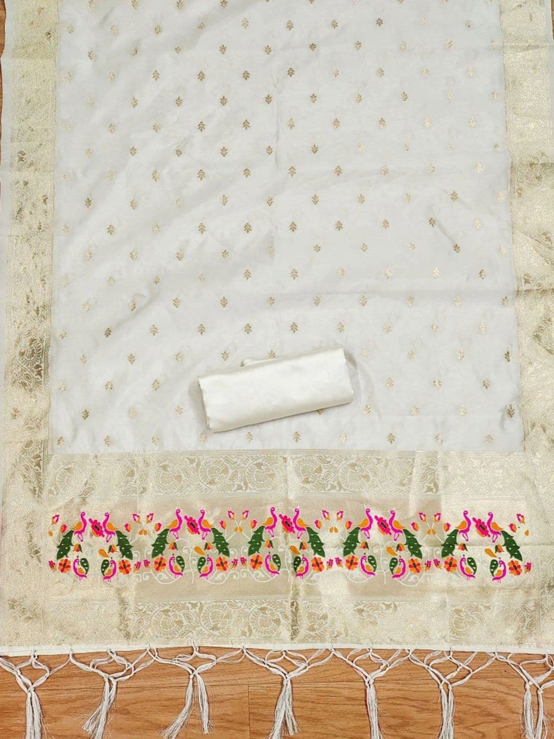 Peachmode Art Silk Unstitched Dress Material thumbnail 4