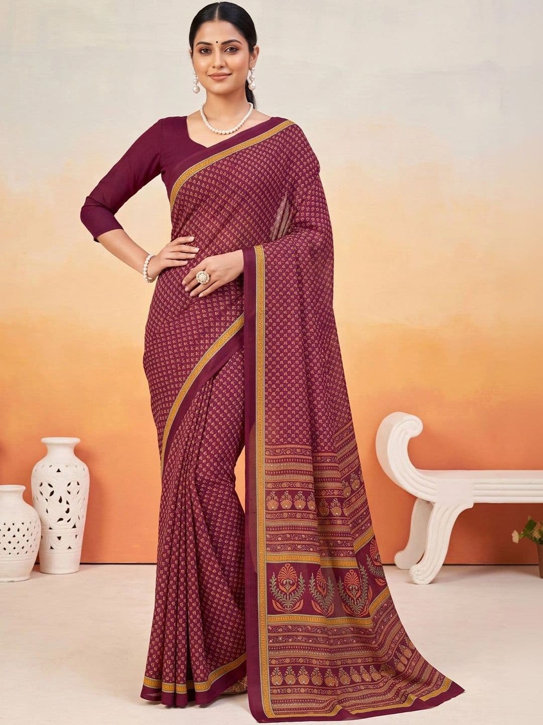 Anouk Paisley Poly Crepe Designer Saree thumbnail 5