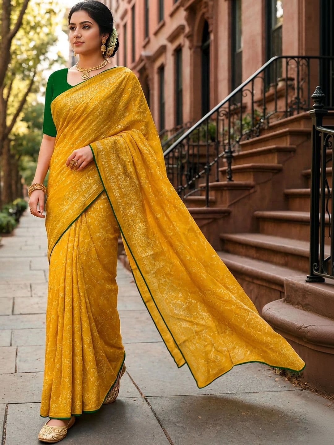 Jaipur Vogue Woven Design Zari Silk Blend Bandhani Saree thumbnail 4