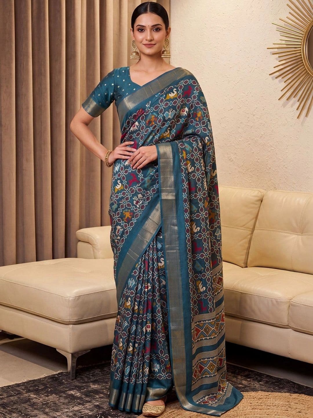 Anouk Ethnic Motifs Zari Silk Blend Designer Patola Saree - view 1