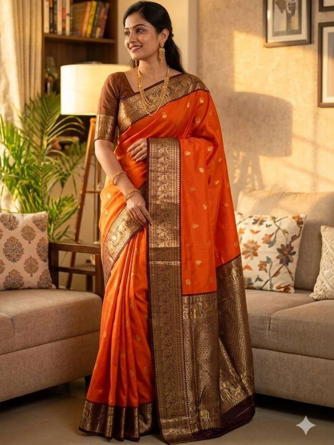 all about you Woven Design Zari Silk Blend Heavy Work Kanjeevaram Saree thumbnail 3