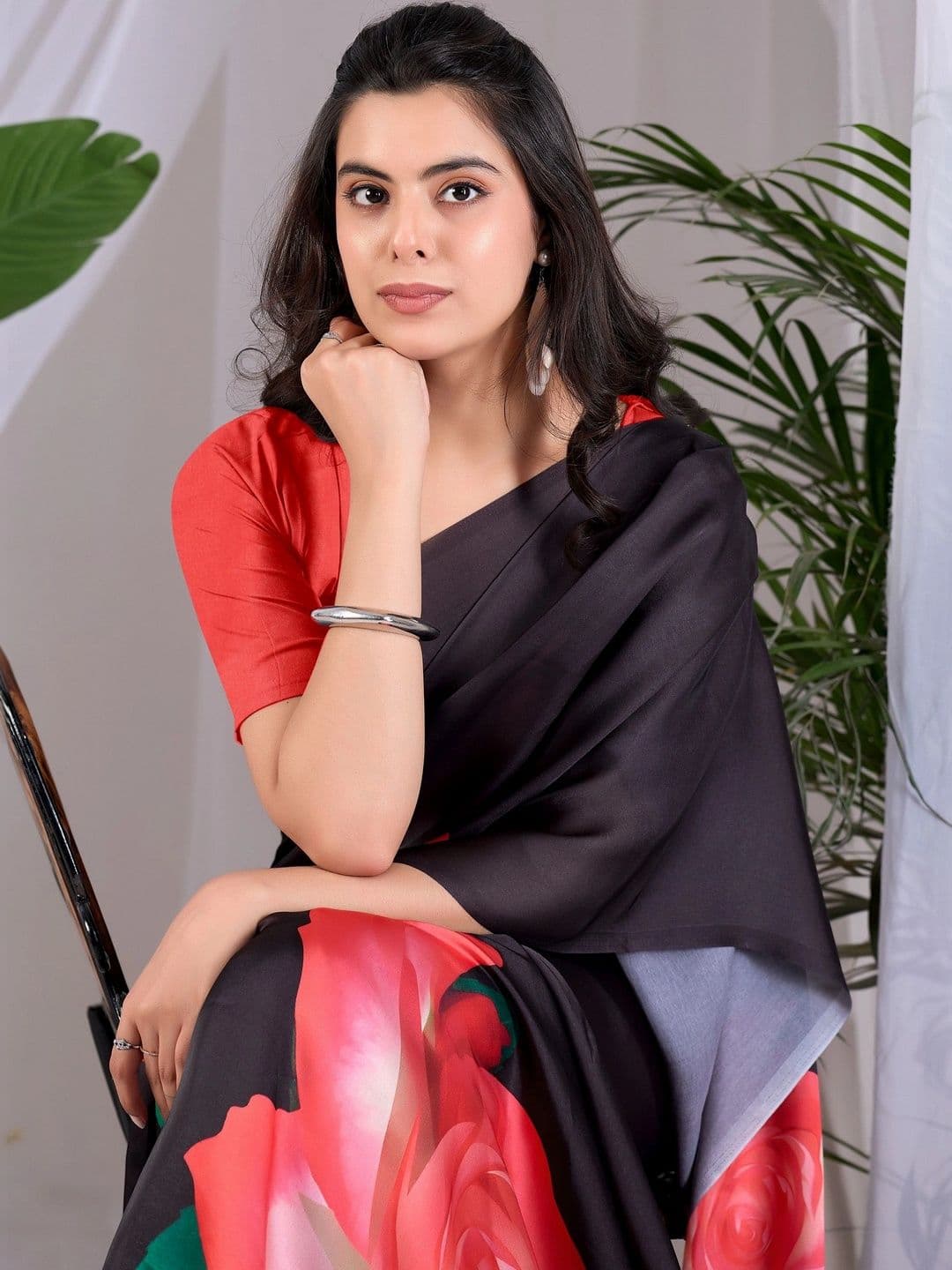 LeeliPeeri Designer Floral Satin Designer Saree thumbnail 6
