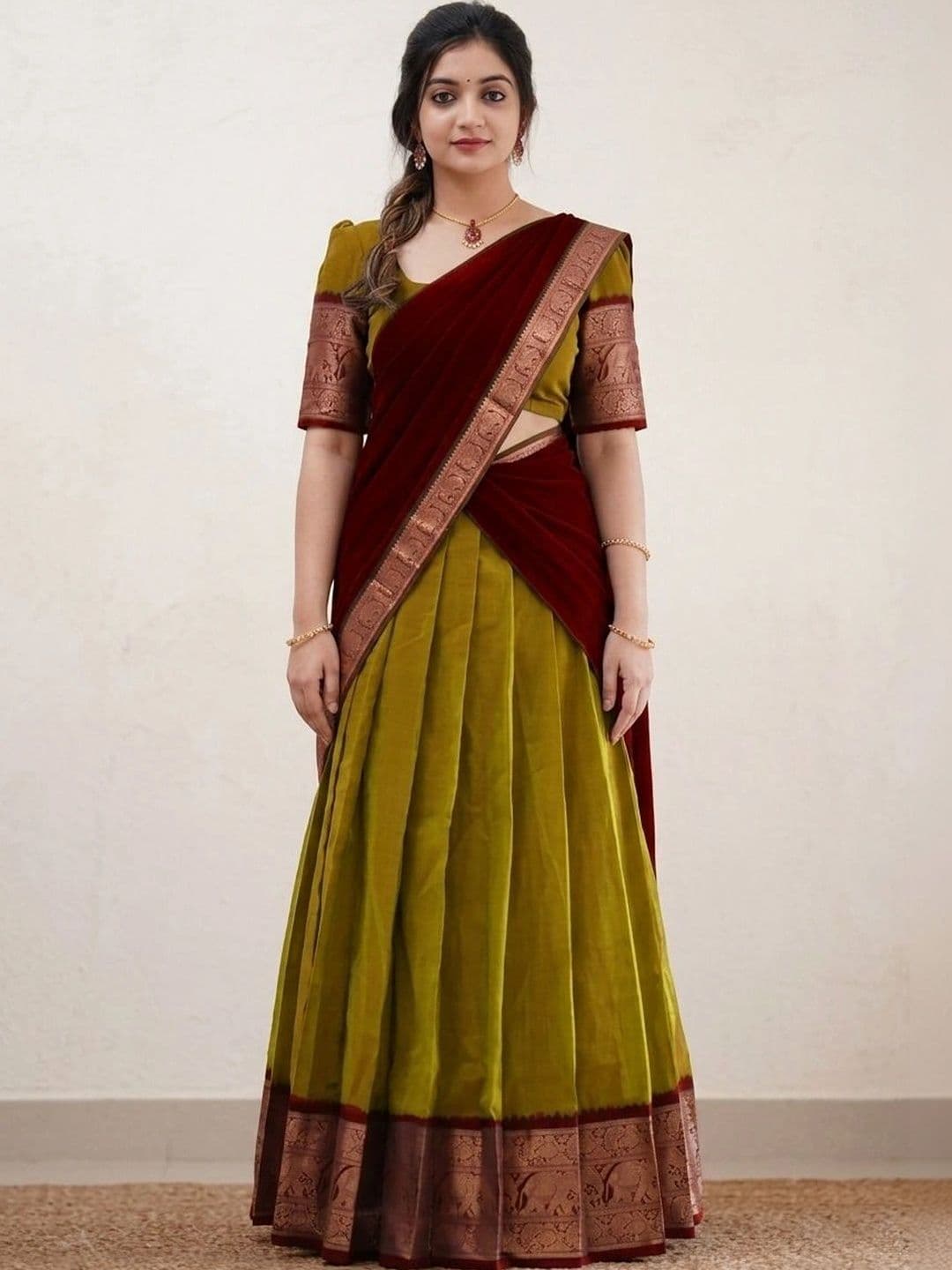 all about you women Embroidered Unstitched Lehenga & Blouse With Dupatta - view 1