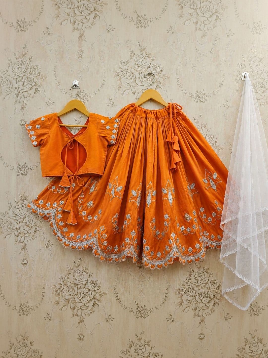 KALINI Girls Embellished Mirror Work Ready to Wear Lehenga & Blouse With Dupatta thumbnail 3