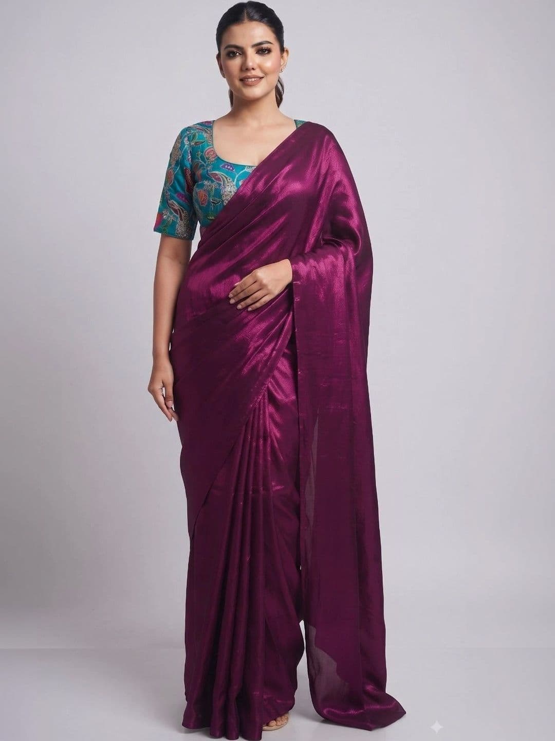 TRUSTED RAJVEER Floral Women  Embroidered Satin Saree - view 1