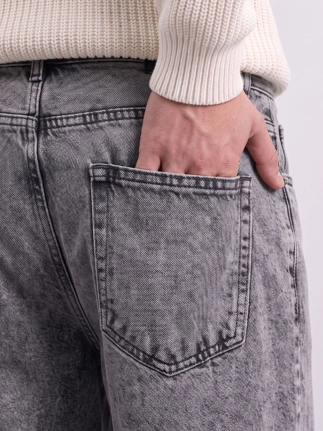 Powerlook Men Grey Baggy Mid-Rise Pure Cotton Jeans thumbnail 4