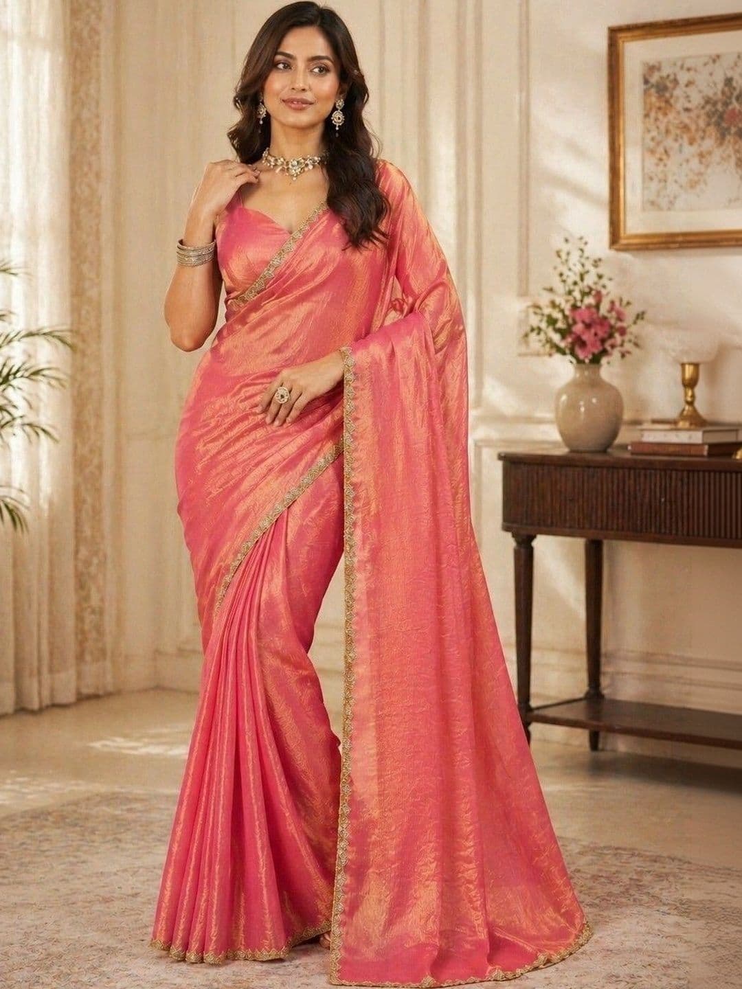 Moda Rapido Zari Satin Saree thumbnail 4