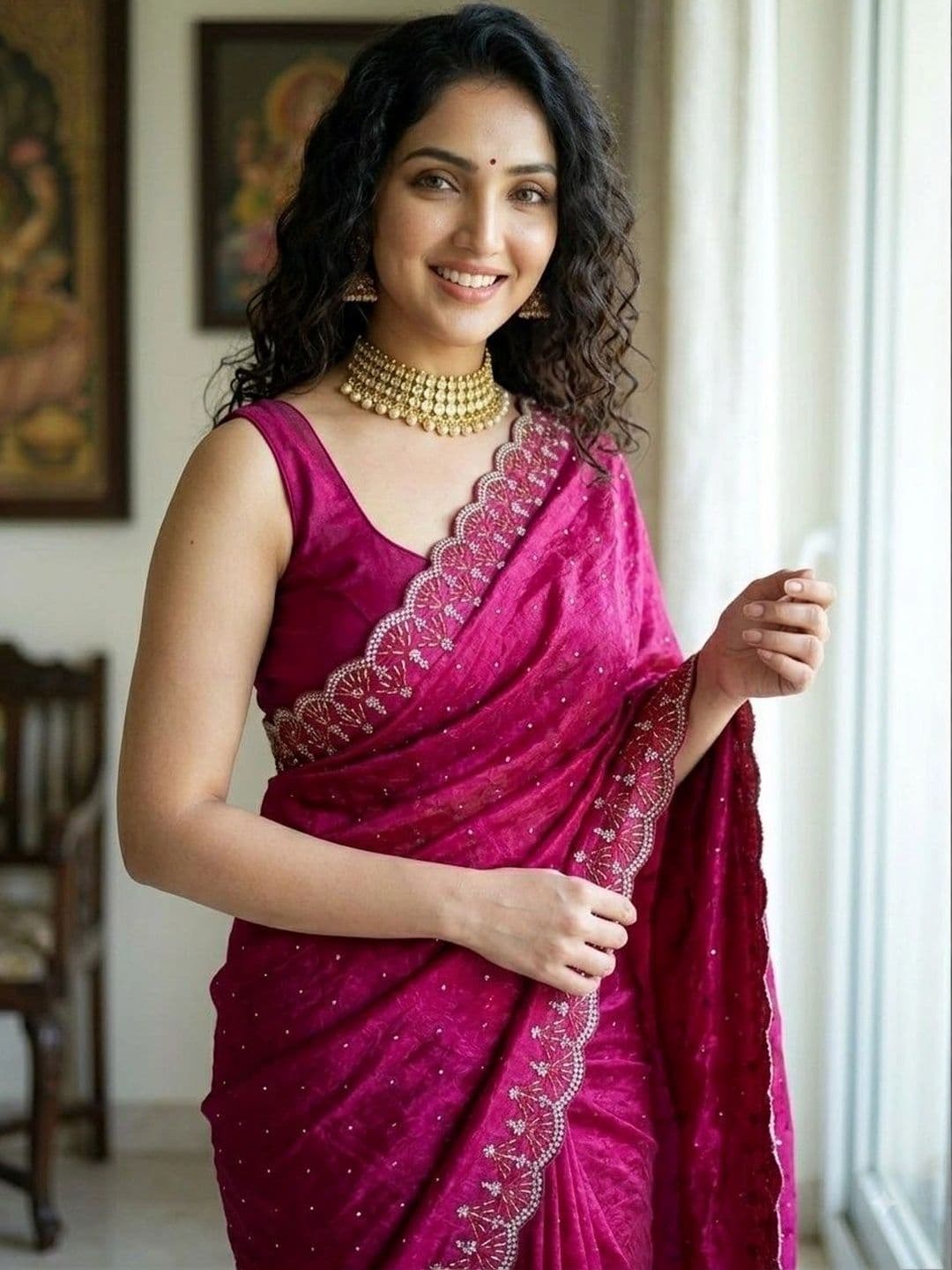 Akshmi Creation Women Satin Saree thumbnail 4