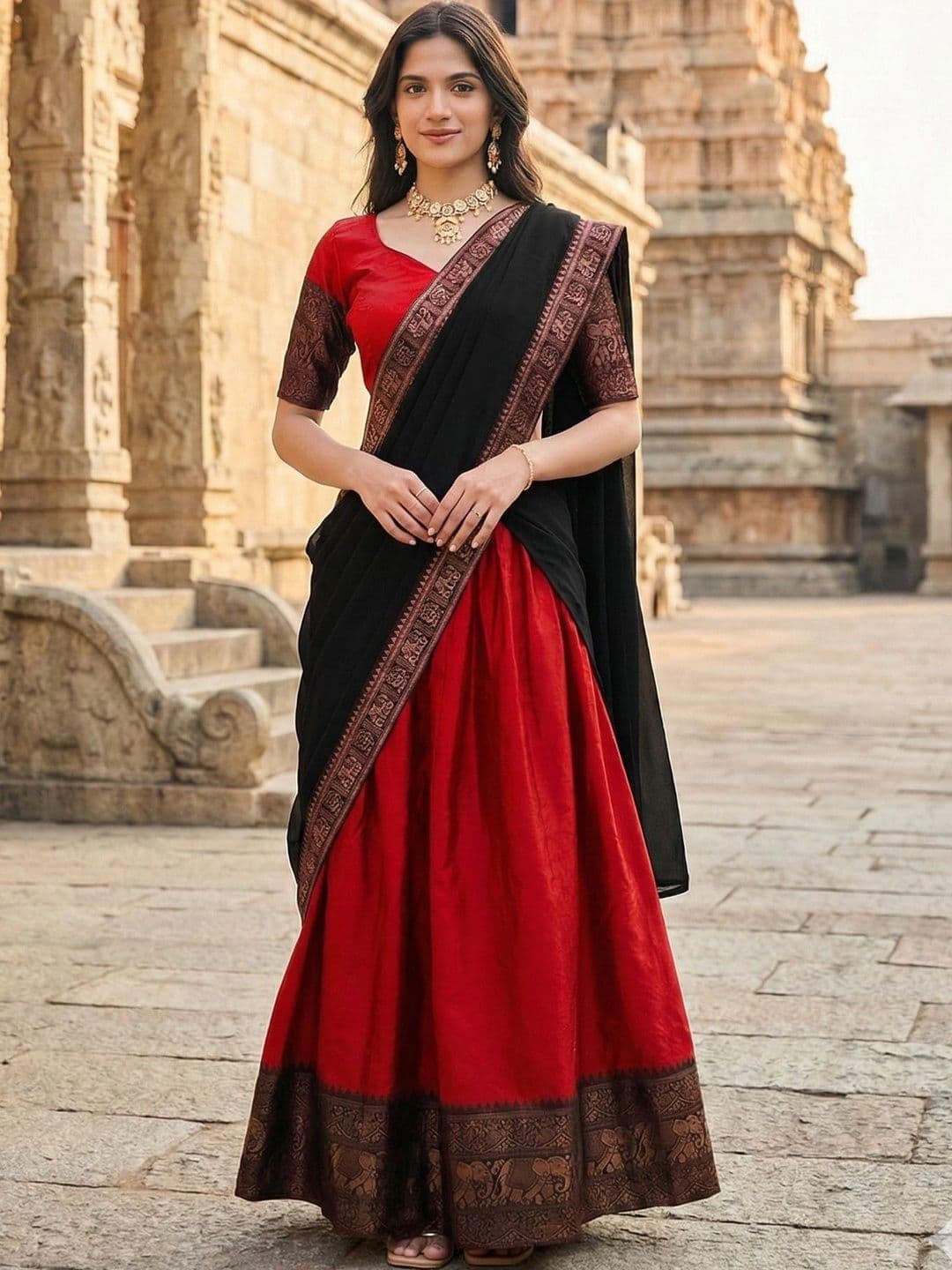 all about you Embroidered Unstitched Lehenga & Blouse With Dupatta thumbnail 2