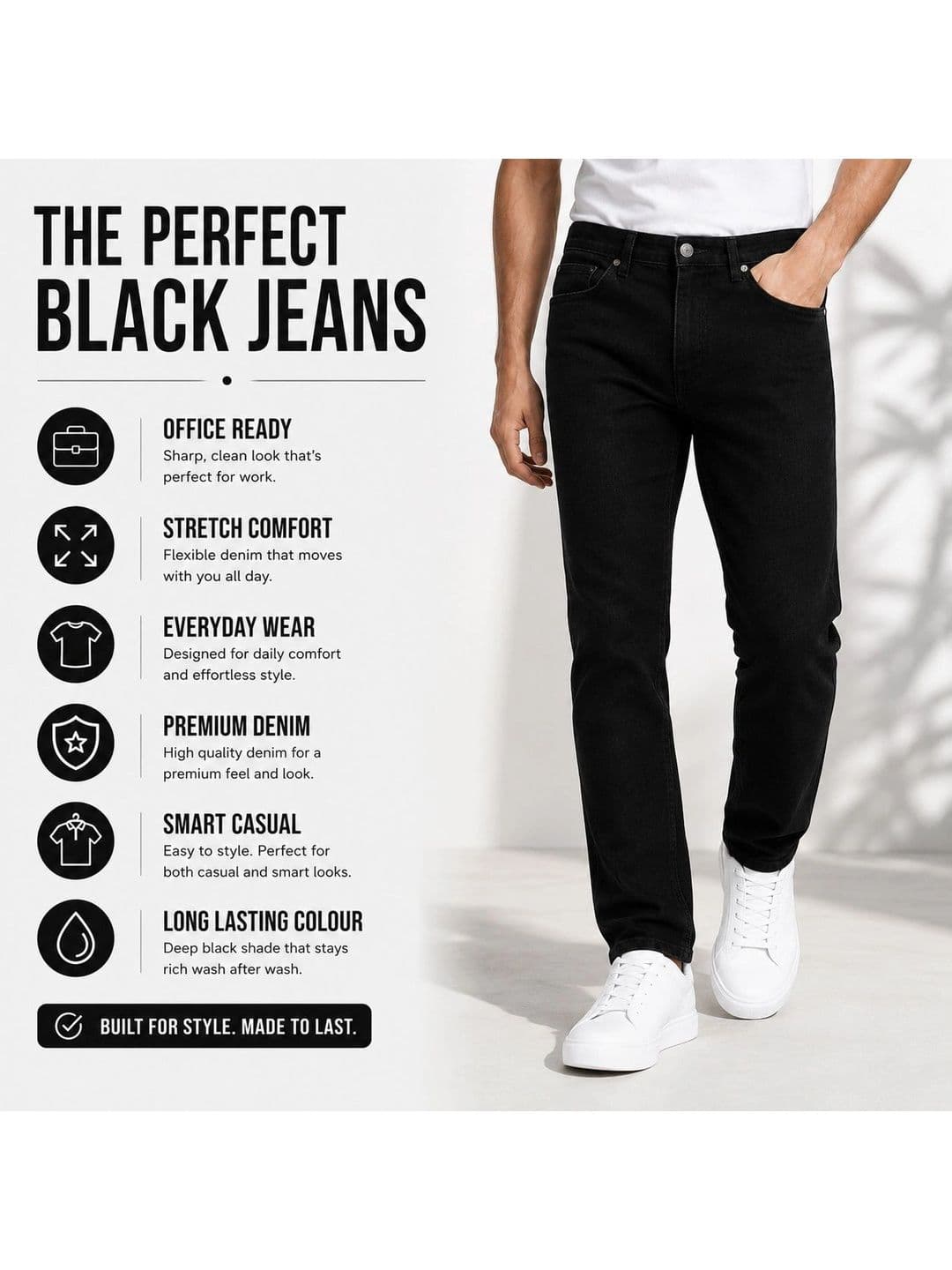 BAESD Men Straight Fit High-Rise Stretchable Jeans thumbnail 4