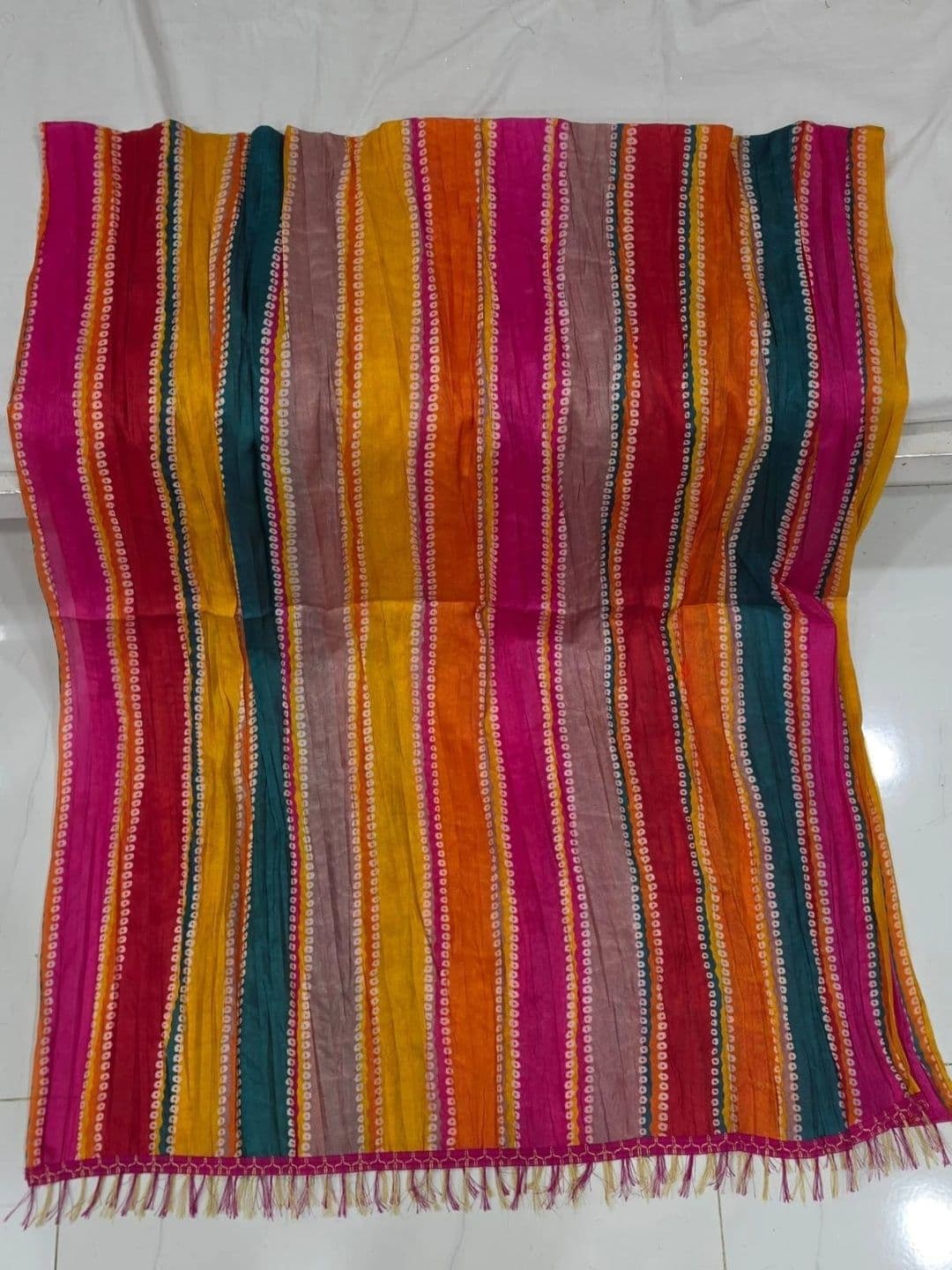 IVAARA Striped Leheriya Dupatta with Thread Work thumbnail 3