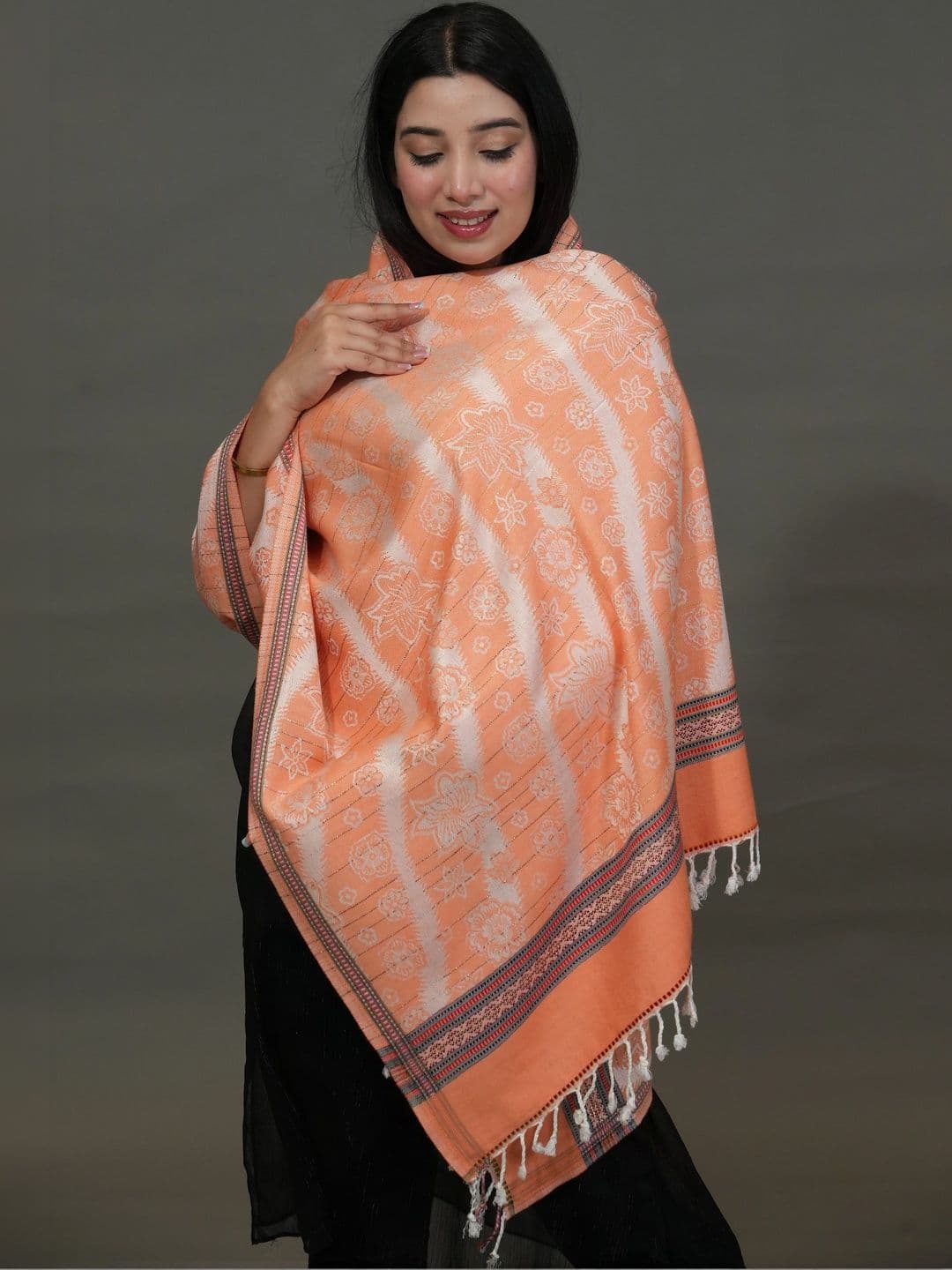 S.T. Women Floral Printed Acrylic Shawl thumbnail 5