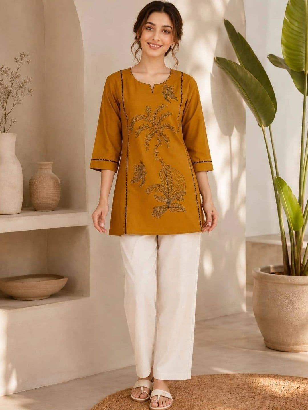 VASTRAHOUSE Women Embroidered Regular Thread Work Kurta with Trousers - view 1