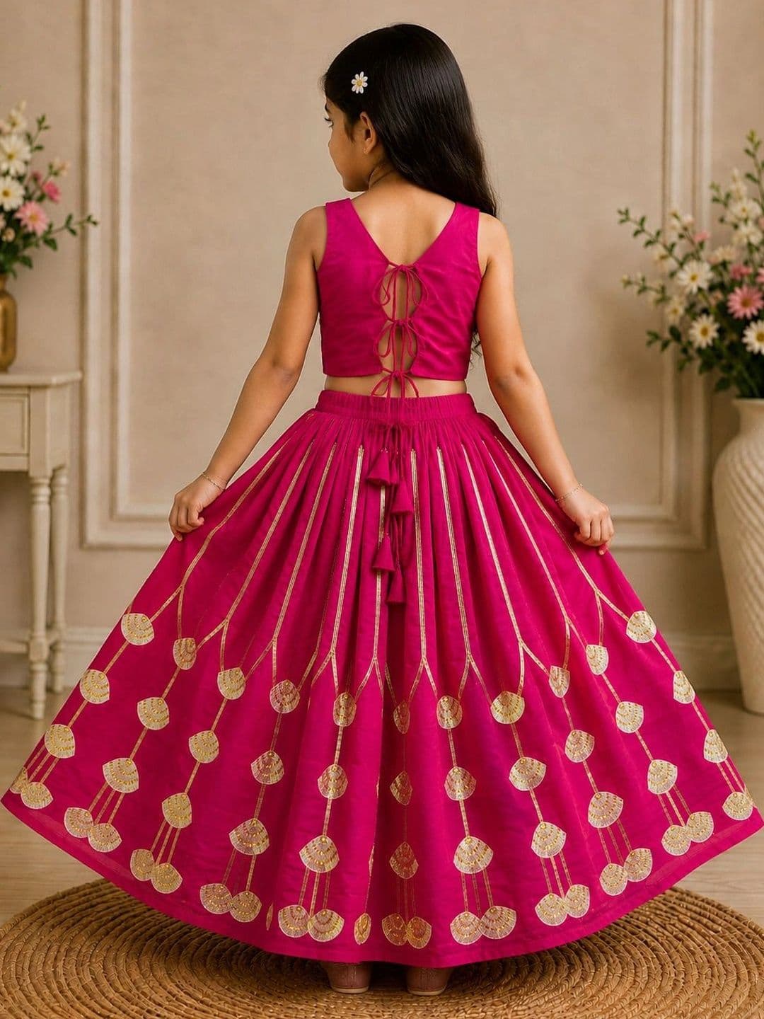 KALINI Girls Embellished Sequinned Ready to Wear Lehenga & thumbnail 4