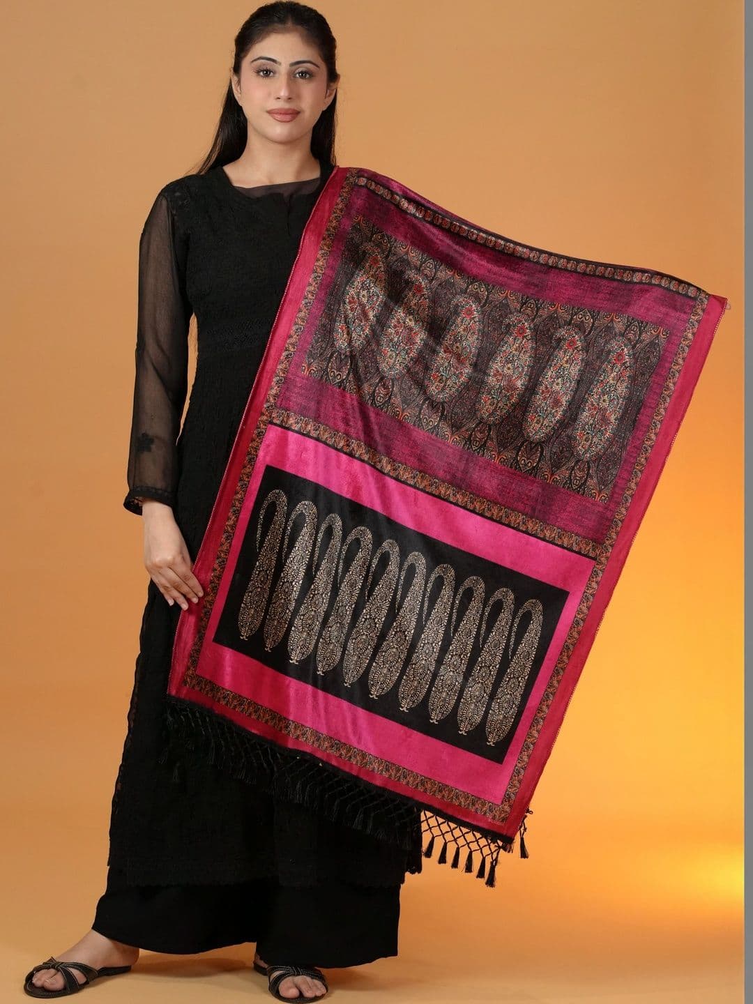 S.T. Women Paisley Printed Velvet Shawl - view 1