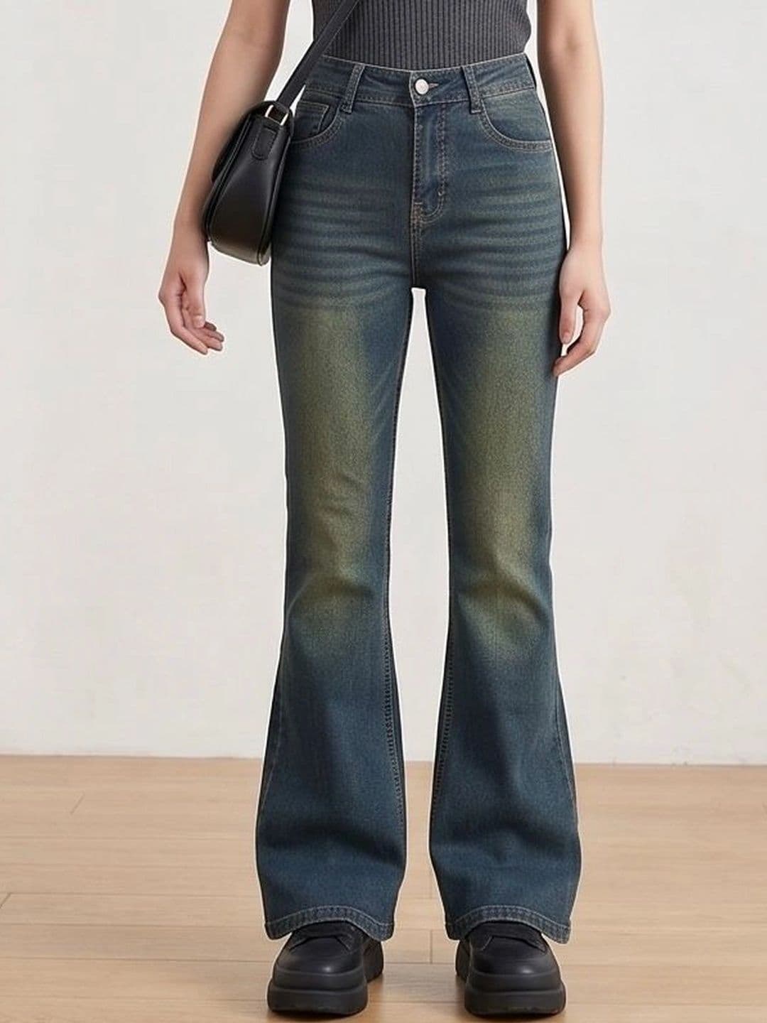 MERCEL Women Comfort Bootcut High-Rise Low Distress Heavy Fade Stretchable Jeans - view 1