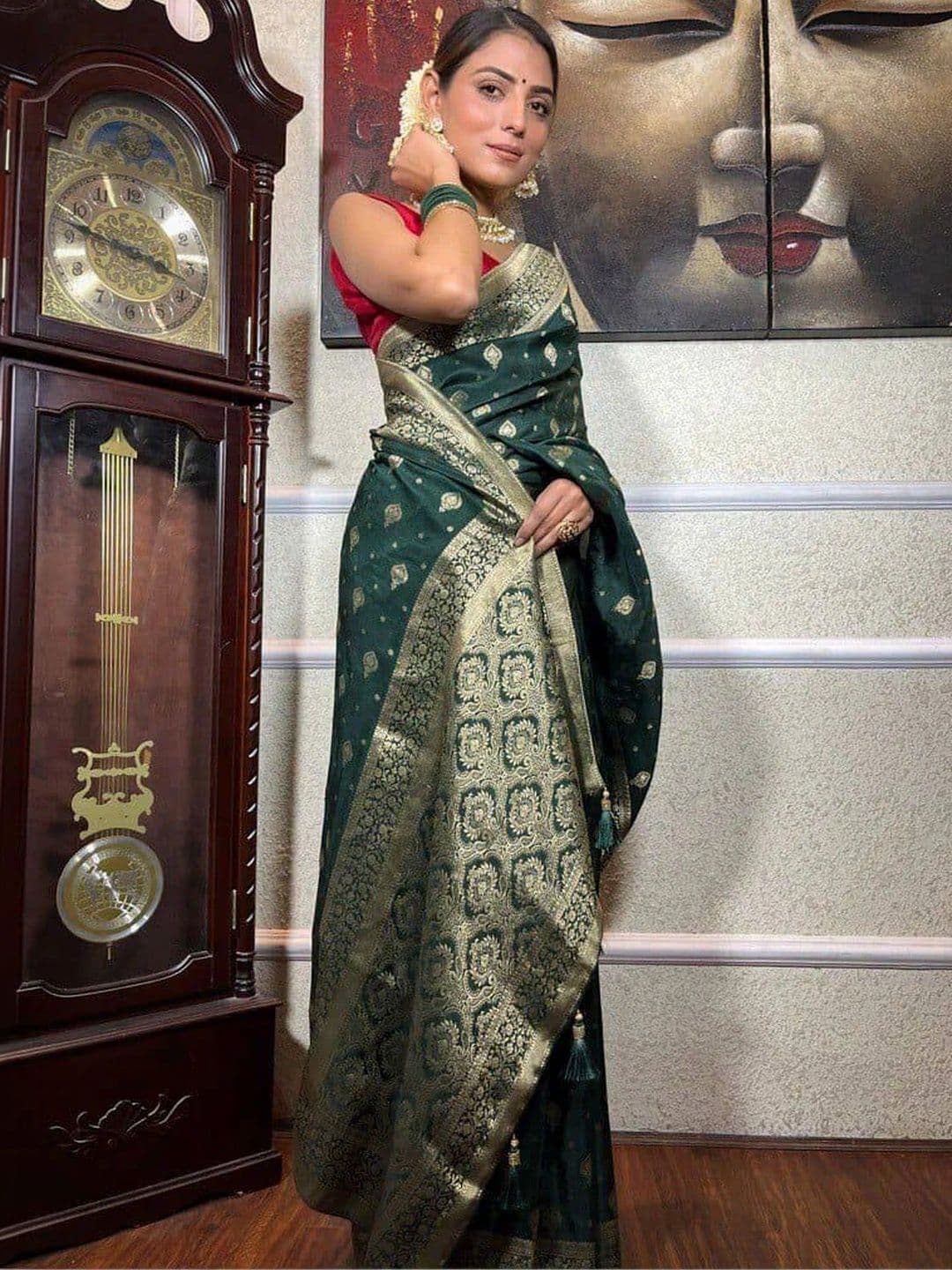 NARIVESH TRENDS Woven Design Zari Silk Cotton Saree thumbnail 2