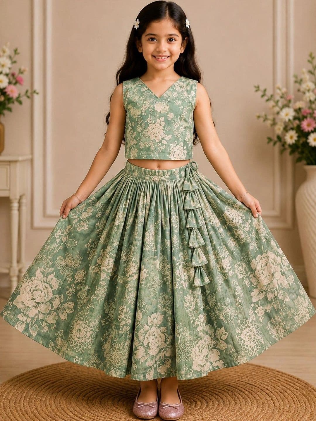 KALINI Girls Printed Ready to Wear Lehenga & - view 1