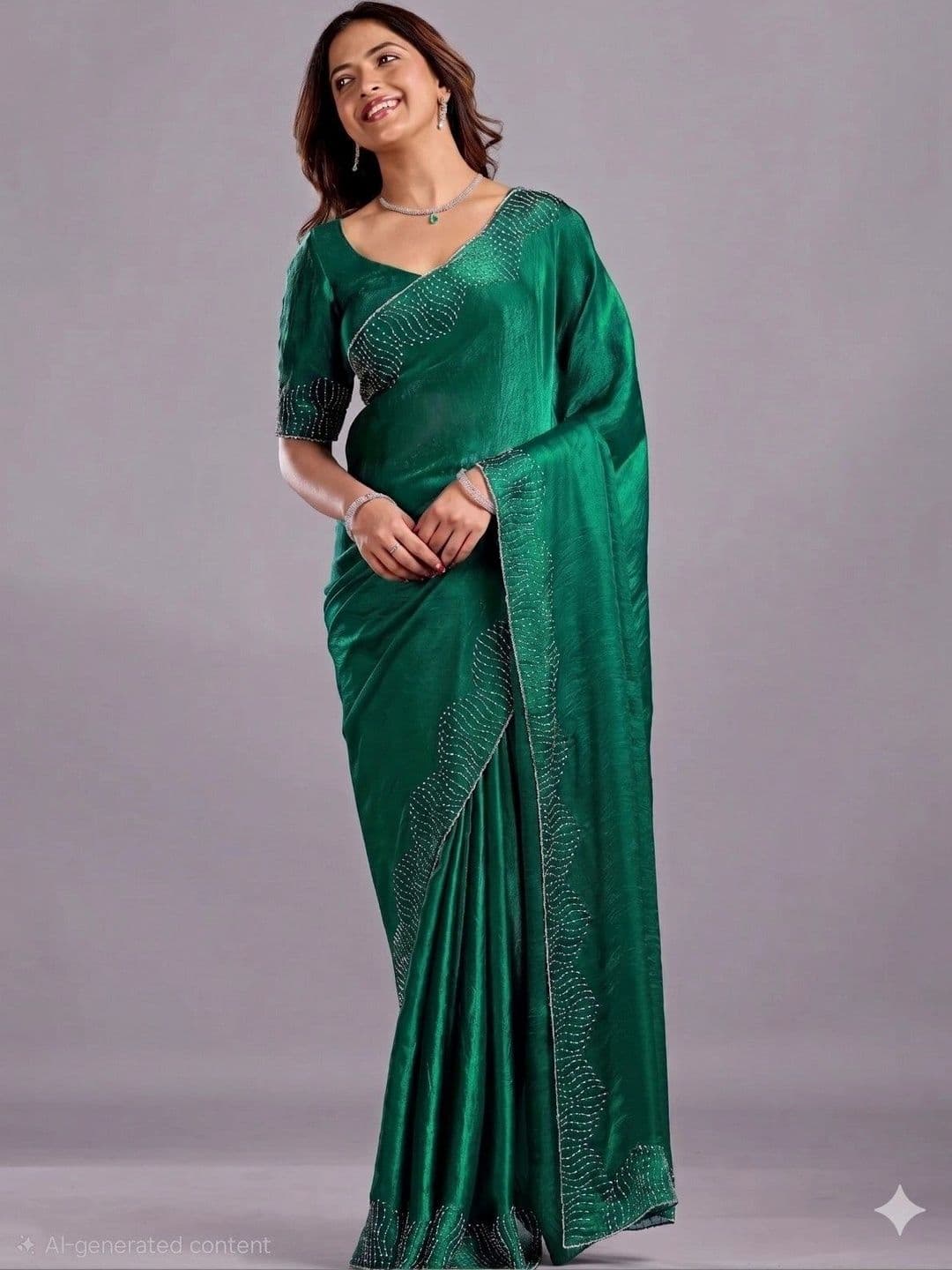 shreevali creation Embellished Satin Saree - view 1