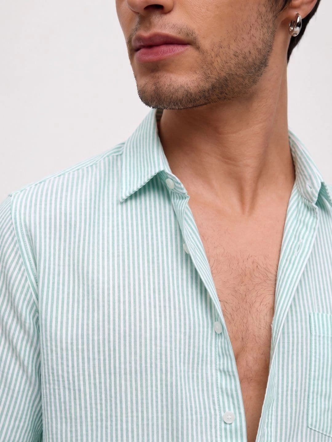 HENSHIKA Men Standard Striped Casual Shirt thumbnail 3