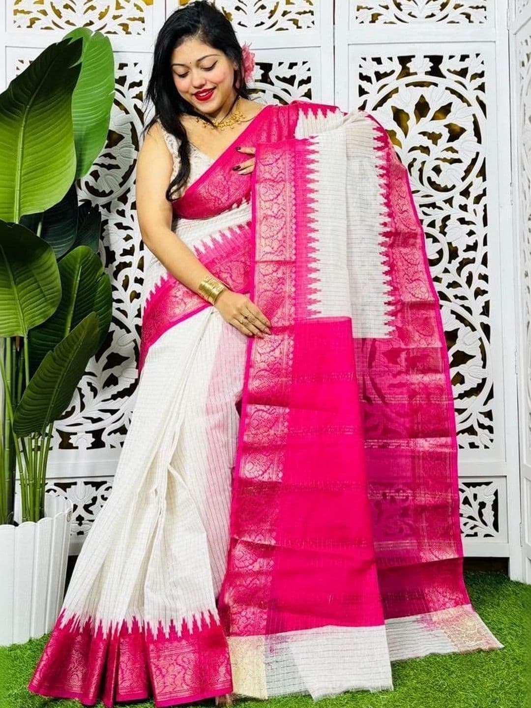 ACHOL Woven Design Zari Pure Cotton Saree - view 1