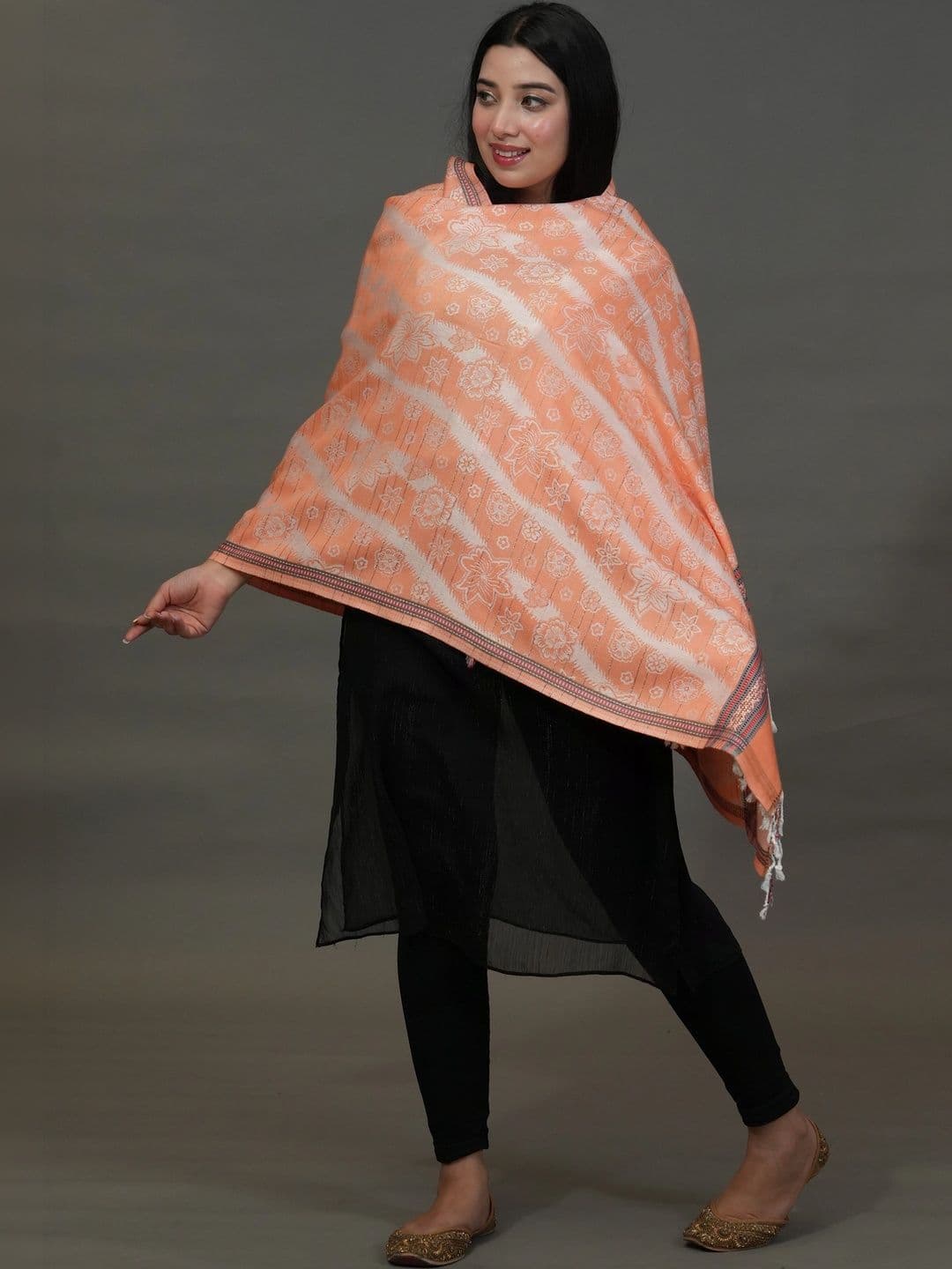 S.T. Women Floral Printed Acrylic Shawl thumbnail 2