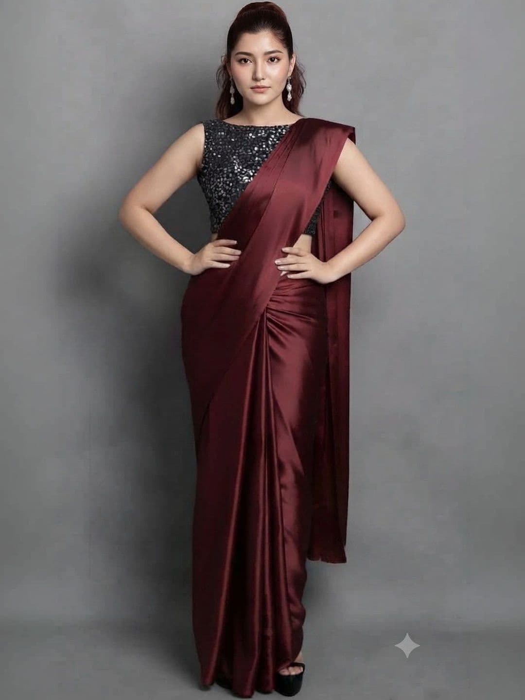 HERE&NOW Satin Saree thumbnail 2