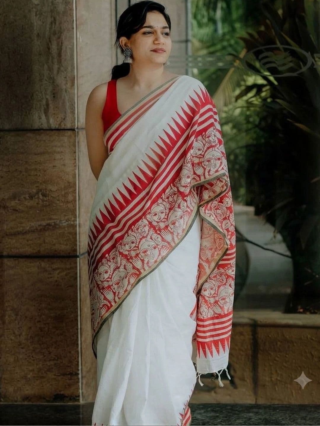 saneria silk Saree Geometric Printed Cotton Saree - view 1