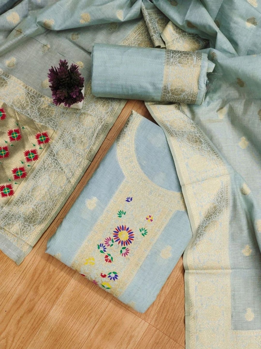 KALINI Pure Cotton Unstitched Dress Material thumbnail 4