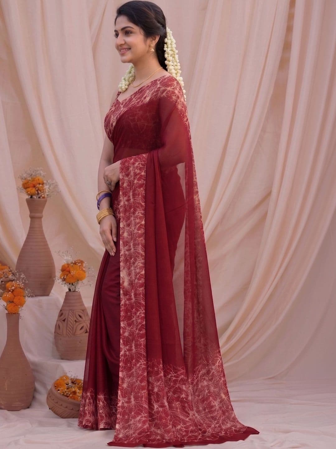 MAGNEITTA Pure Chiffon Designer Saree thumbnail 4