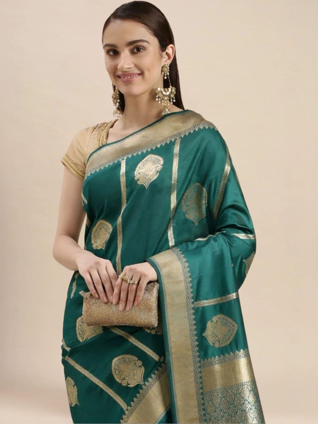 KALINI Women Woven Design Zari Art Silk Banarasi Saree thumbnail 4
