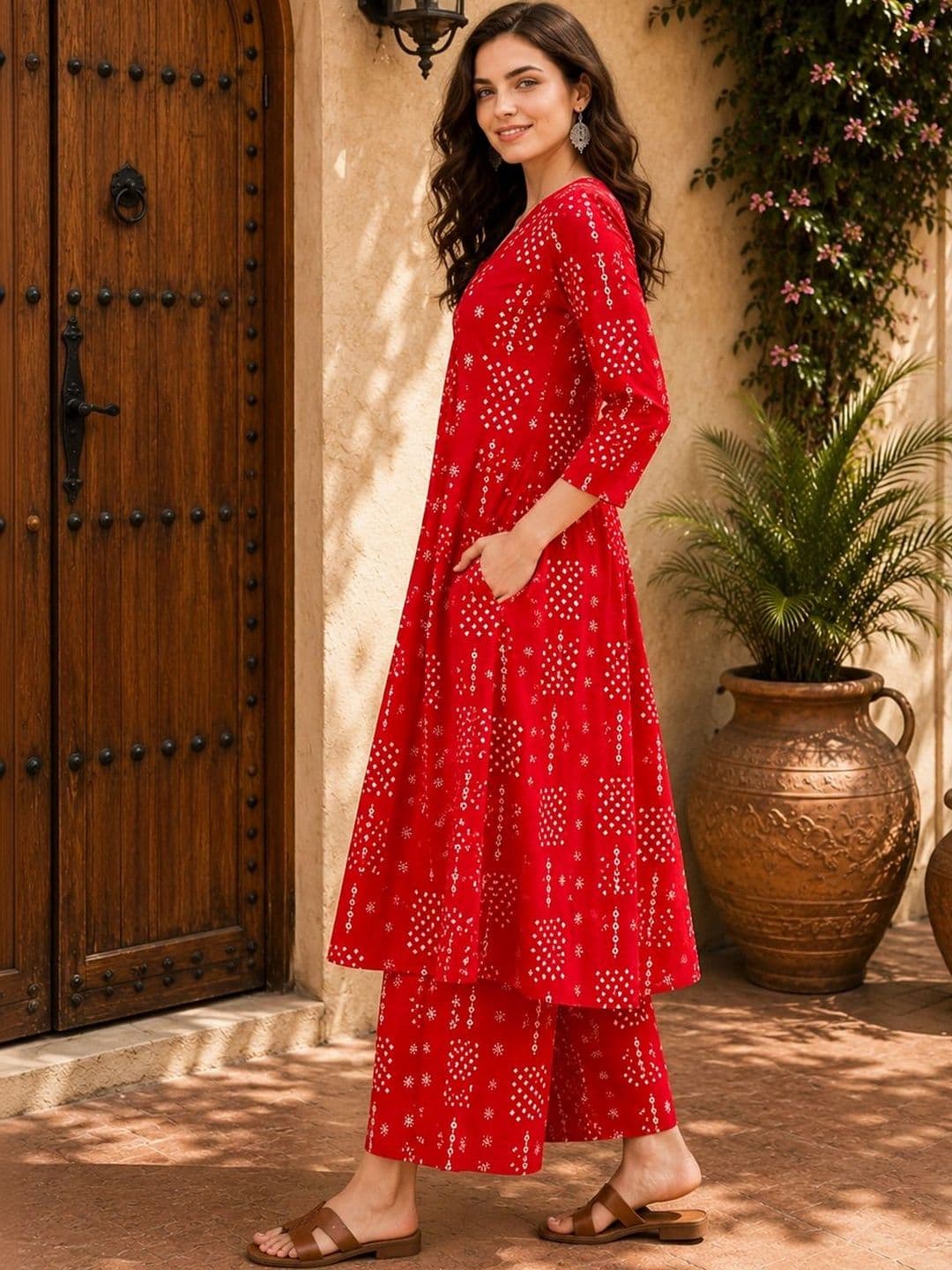 NEW ETHNIC 4 YOU Women Ethnic Motifs Printed Regular Kurta with Palazzos thumbnail 6