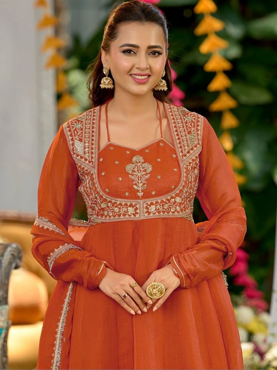MOKOSH Women Embroidered Anarkali Kurta and Palazzo Set with Dupatta thumbnail 2