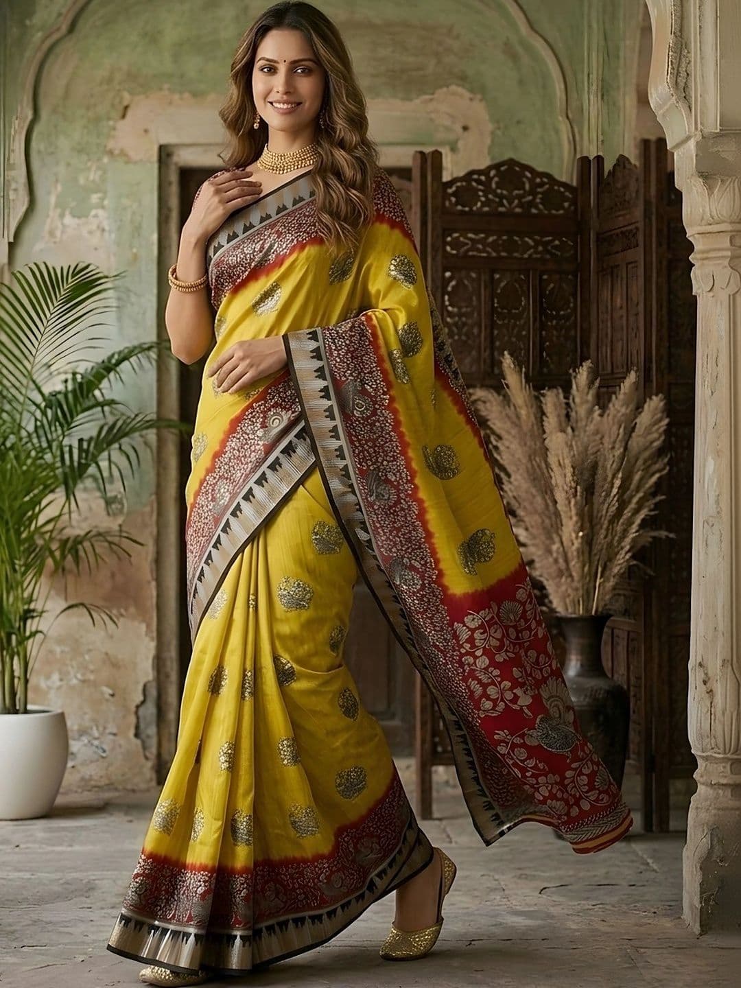 Mitera Paisley Zari Silk Blend Designer Saree thumbnail 3