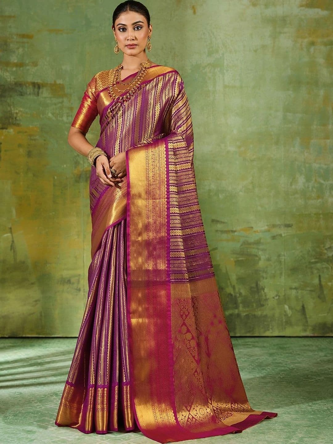 Sutriti Woven Design Zari Silk Blend Kanjeevaram Saree - view 1