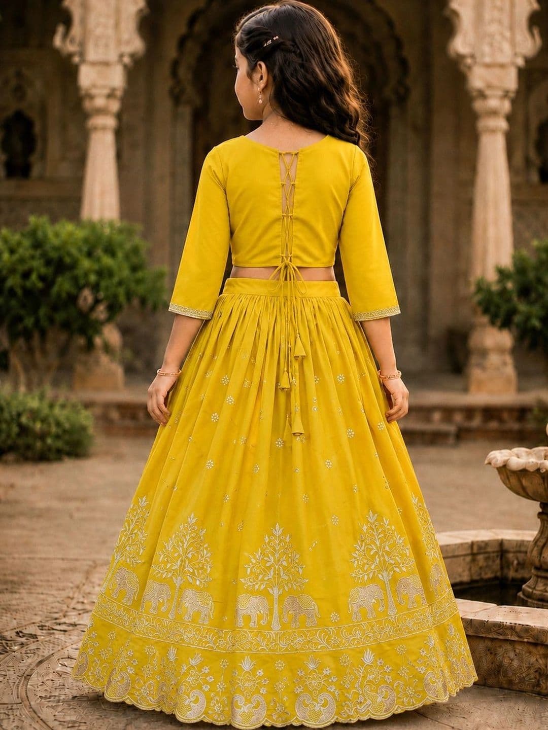 KALINI Girls Embroidered Thread Work Ready to Wear Lehenga & thumbnail 7