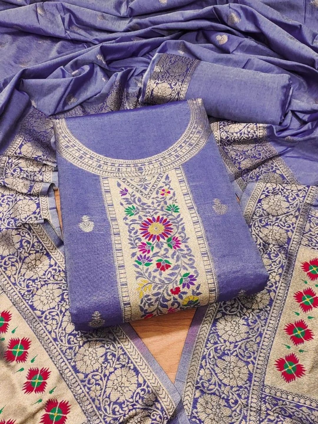 KALINI Pure Cotton Unstitched Dress Material - view 1