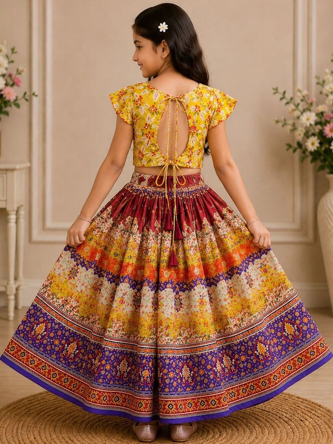 KALINI Girls Printed Ready to Wear Lehenga Set thumbnail 4