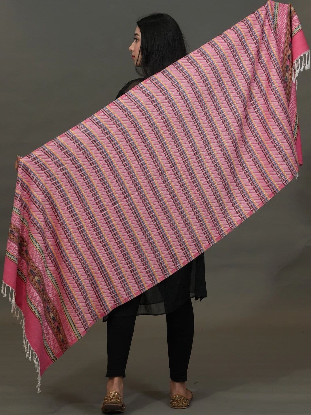 S.T. Women Geometric Woven Design Acrylic Shawl thumbnail 2